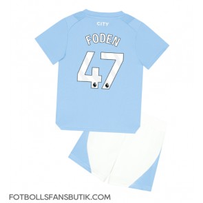 Manchester City Phil Foden #47 Replika Hemmatröja Barn 2023-24 Kortärmad (+ Korta byxor)